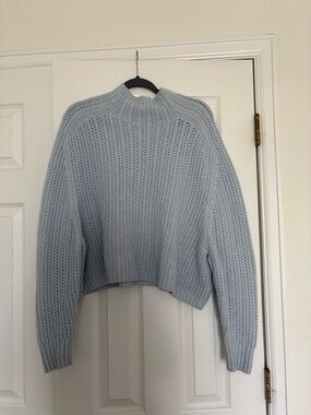 Madewell Pale Blue Open-Knit Mockneck Sweater